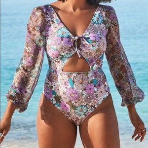 Gabi Fresh X Swimsuitsforall Cup Sized Chiffon Sleeve One Piece Swimsuit